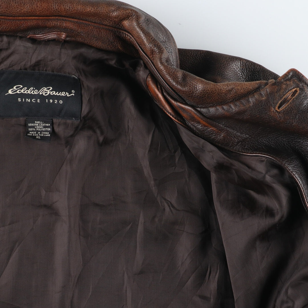 Eddie Bauer Leather Car Coat Men's XL /evb002245