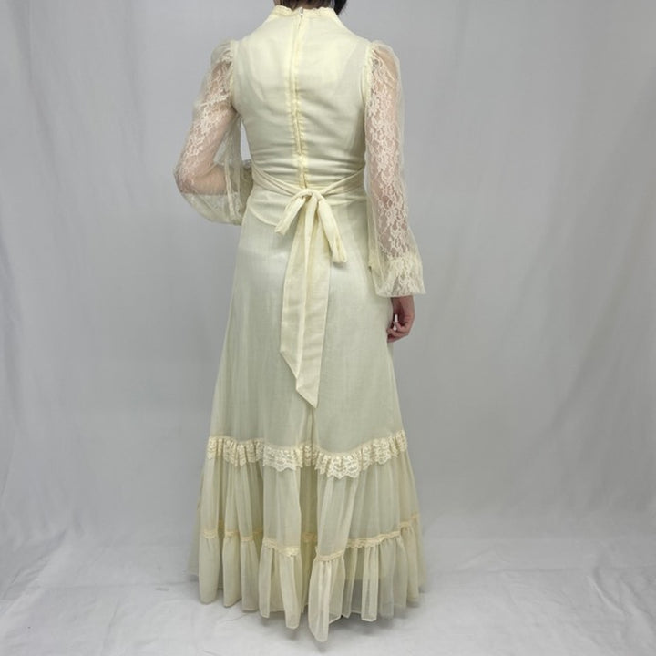 70'S GUNNE SAX Jessica maxi length long sleeve flare dress women's S vintage /evb002264