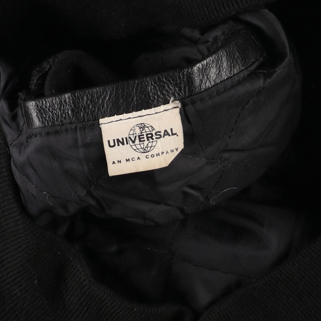 90'S UNIVERSAL Back Logo Sleeve Leather Wool Stadium Jacket Award Jacket Varsity Jacket Men's XXL /evb002589