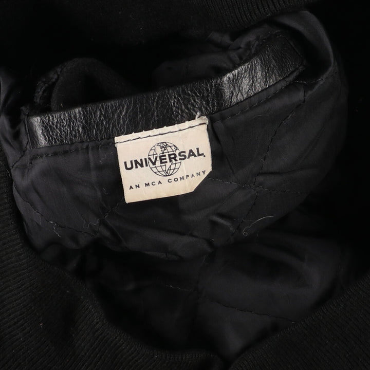 90'S UNIVERSAL Back Logo Sleeve Leather Wool Stadium Jacket Award Jacket Varsity Jacket Men's XXL /evb002589
