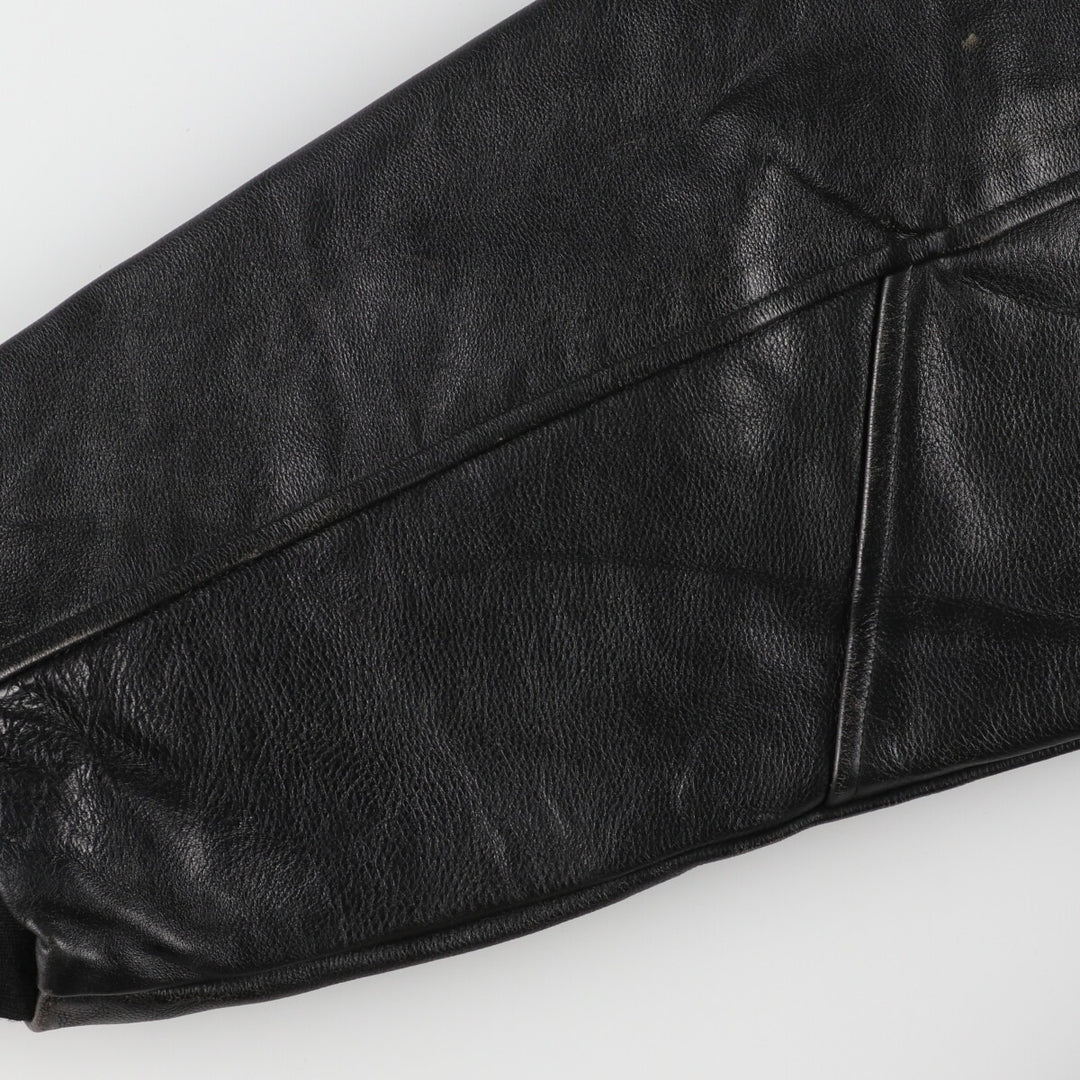 90'S UNIVERSAL Back Logo Sleeve Leather Wool Stadium Jacket Award Jacket Varsity Jacket Men's XXL /evb002589