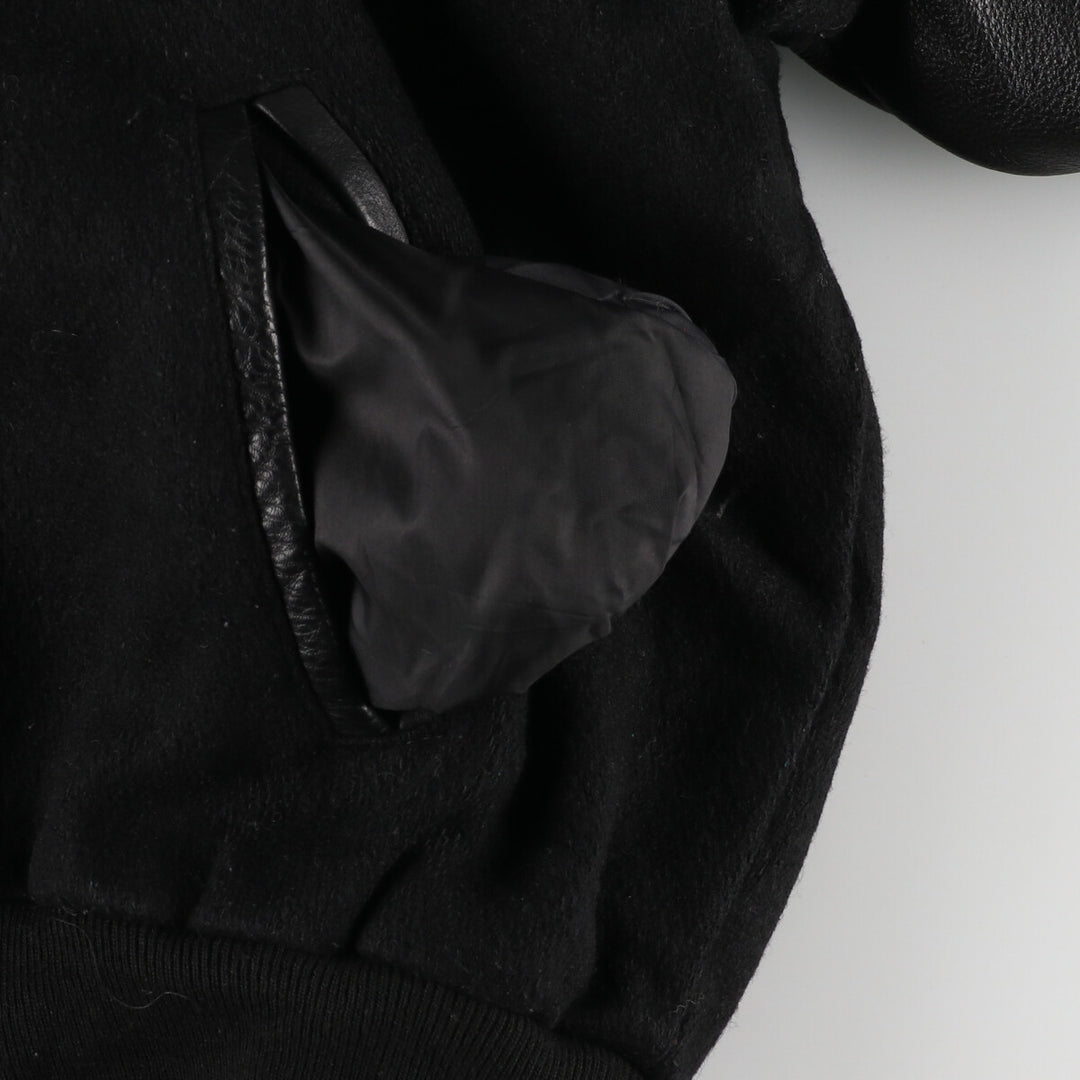 90'S UNIVERSAL Back Logo Sleeve Leather Wool Stadium Jacket Award Jacket Varsity Jacket Men's XXL /evb002589