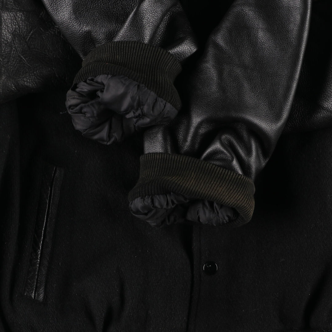 90'S UNIVERSAL Back Logo Sleeve Leather Wool Stadium Jacket Award Jacket Varsity Jacket Men's XXL /evb002589