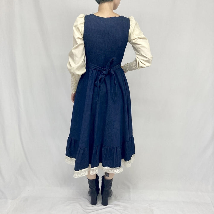 70'S Gunne Sax Jessica long sleeve denim flare dress made in USA women's M vintage /evb002619