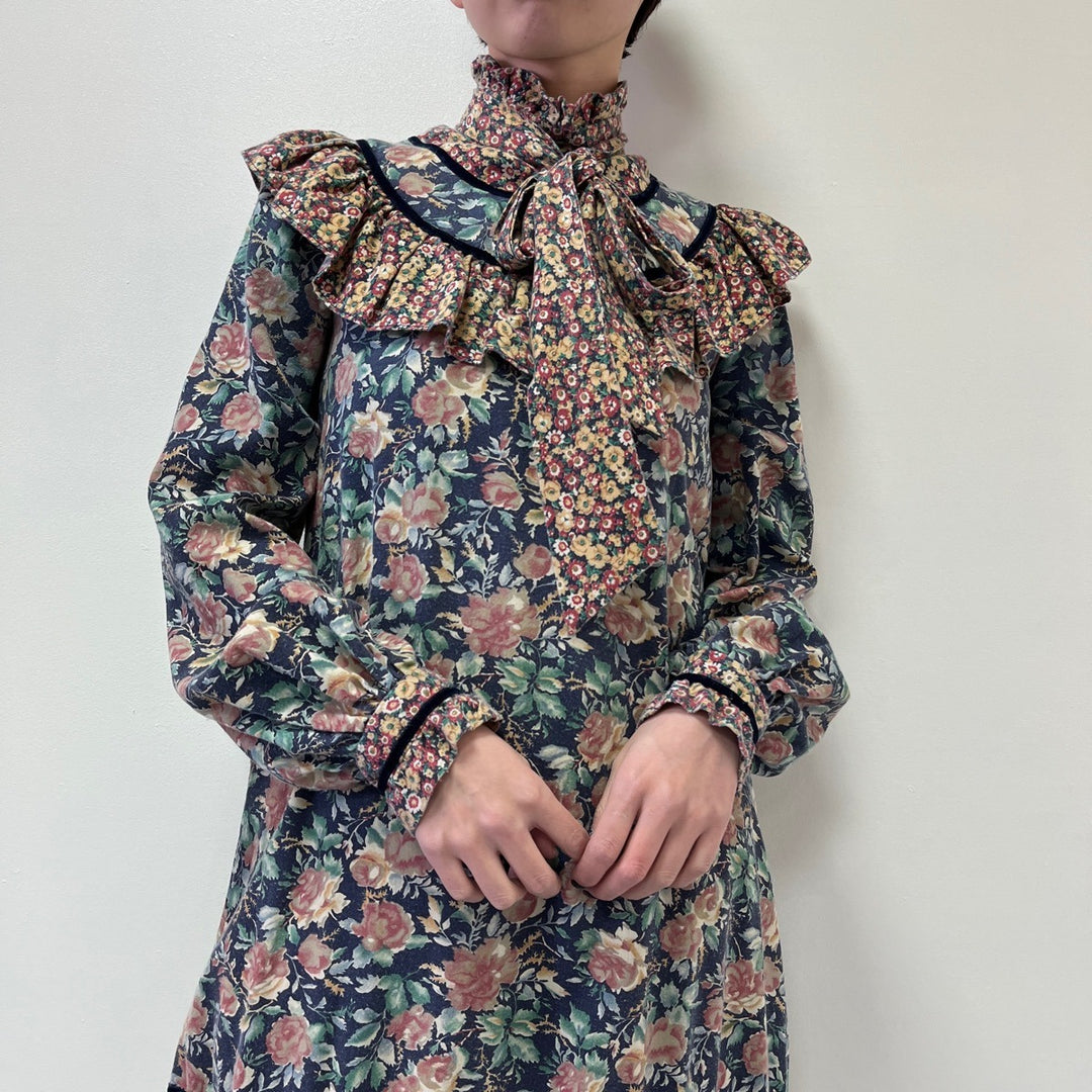 70'S Gunne Sax floral print high neck long sleeve dress made in USA women's M vintage /evb002621