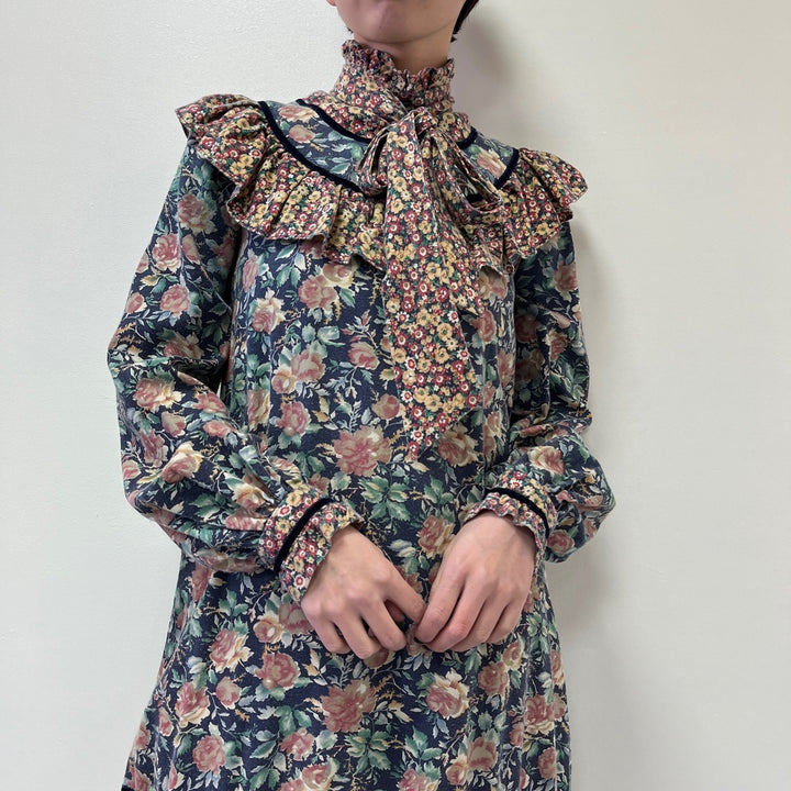 70'S Gunne Sax floral print high neck long sleeve dress made in USA women's M vintage /evb002621