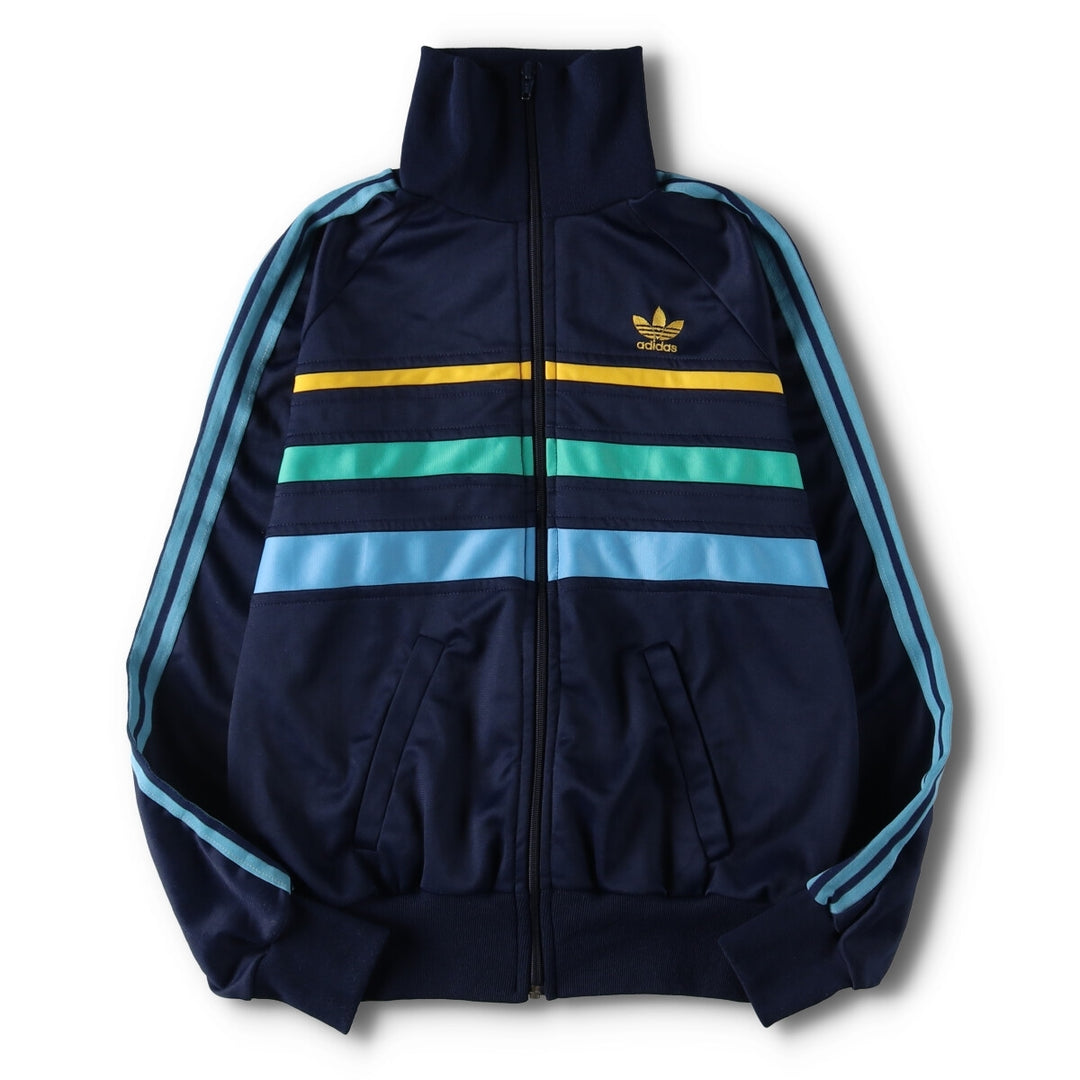 Vintage 70s-80'S adidas Jersey Track Jacket Made in the UK Men's M polyester navy blue type Vintage Second Hand