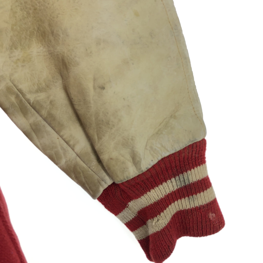 50's BUTWIN Collared Leather Sleeve Wool Stadium Jacket Award Jacket Varsity Jacket Men's XL Vintage /evb002738