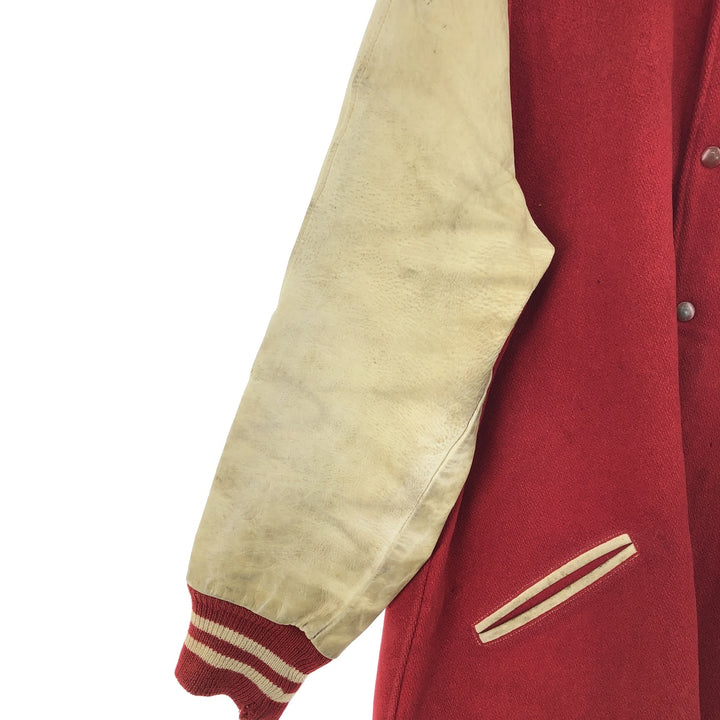 50's BUTWIN Collared Leather Sleeve Wool Stadium Jacket Award Jacket Varsity Jacket Men's XL Vintage /evb002738