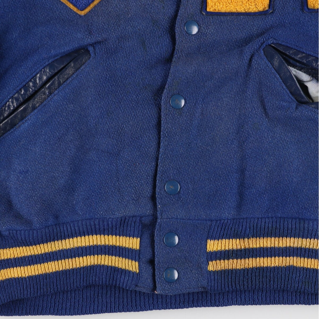 70'S DeLONG Leather Sleeve Wool Stadium Jacket Award Jacket Varsity Jacket Men's M Vintage /evb002752