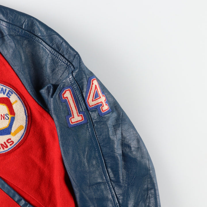 80'S SEDER Leather Sleeve Wool Varsity Jacket Award Jacket Varsity Jacket Made in Canada Men's L Vintage /evb002753