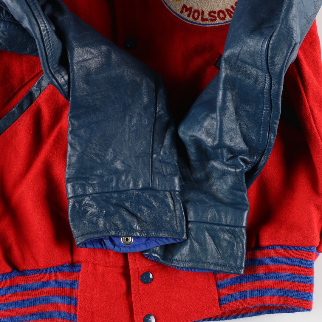 80'S SEDER Leather Sleeve Wool Varsity Jacket Award Jacket Varsity Jacket Made in Canada Men's L Vintage /evb002753