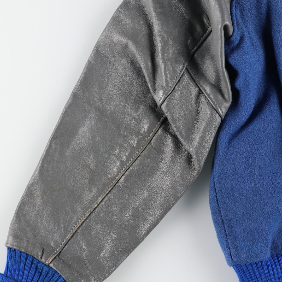 80'S DeLONG Leather Sleeve Wool Varsity Jacket Award Jacket Varsity Jacket Made in USA Men's M Vintage /evb002754
