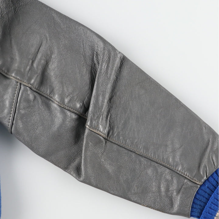 80'S DeLONG Leather Sleeve Wool Varsity Jacket Award Jacket Varsity Jacket Made in USA Men's M Vintage /evb002754