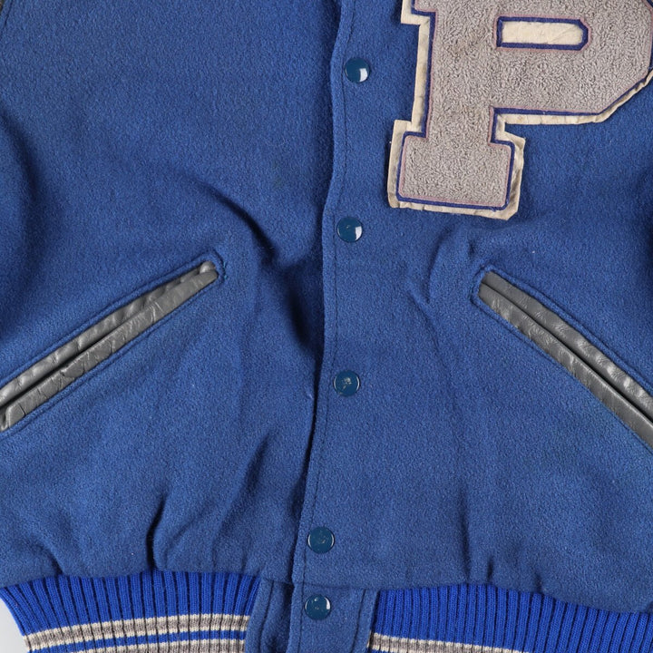 80'S DeLONG Leather Sleeve Wool Varsity Jacket Award Jacket Varsity Jacket Made in USA Men's M Vintage /evb002754