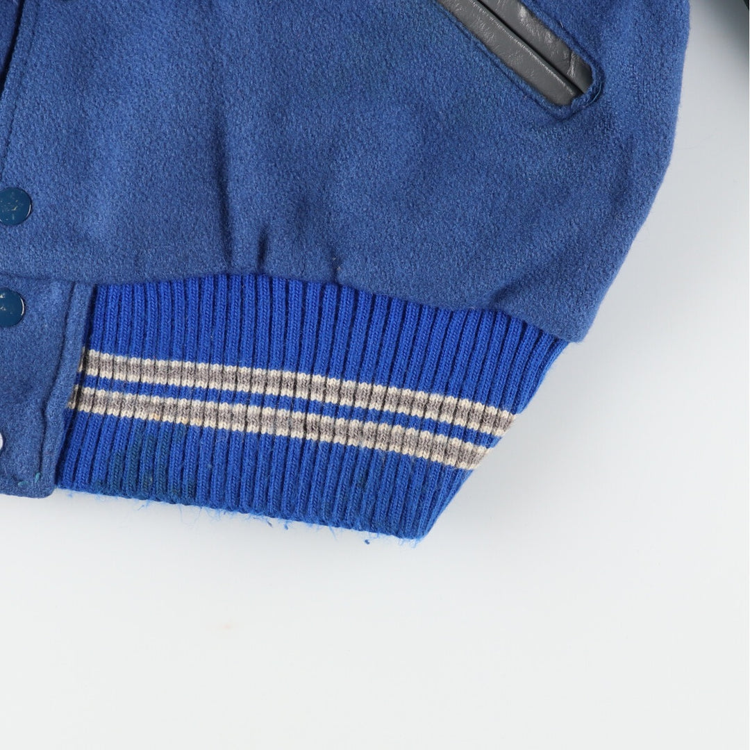 80'S DeLONG Leather Sleeve Wool Varsity Jacket Award Jacket Varsity Jacket Made in USA Men's M Vintage /evb002754