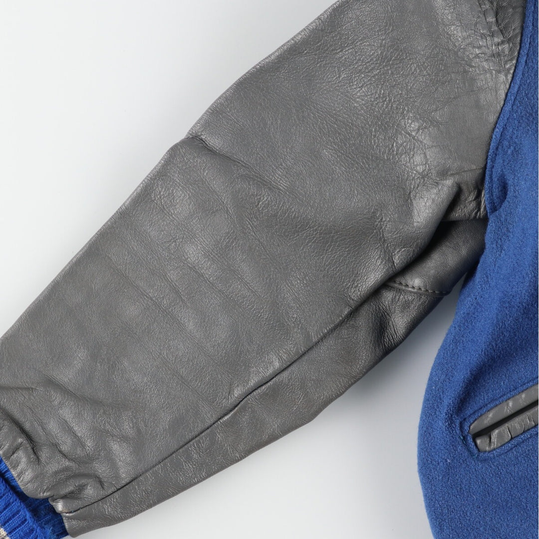 80'S DeLONG Leather Sleeve Wool Varsity Jacket Award Jacket Varsity Jacket Made in USA Men's M Vintage /evb002754