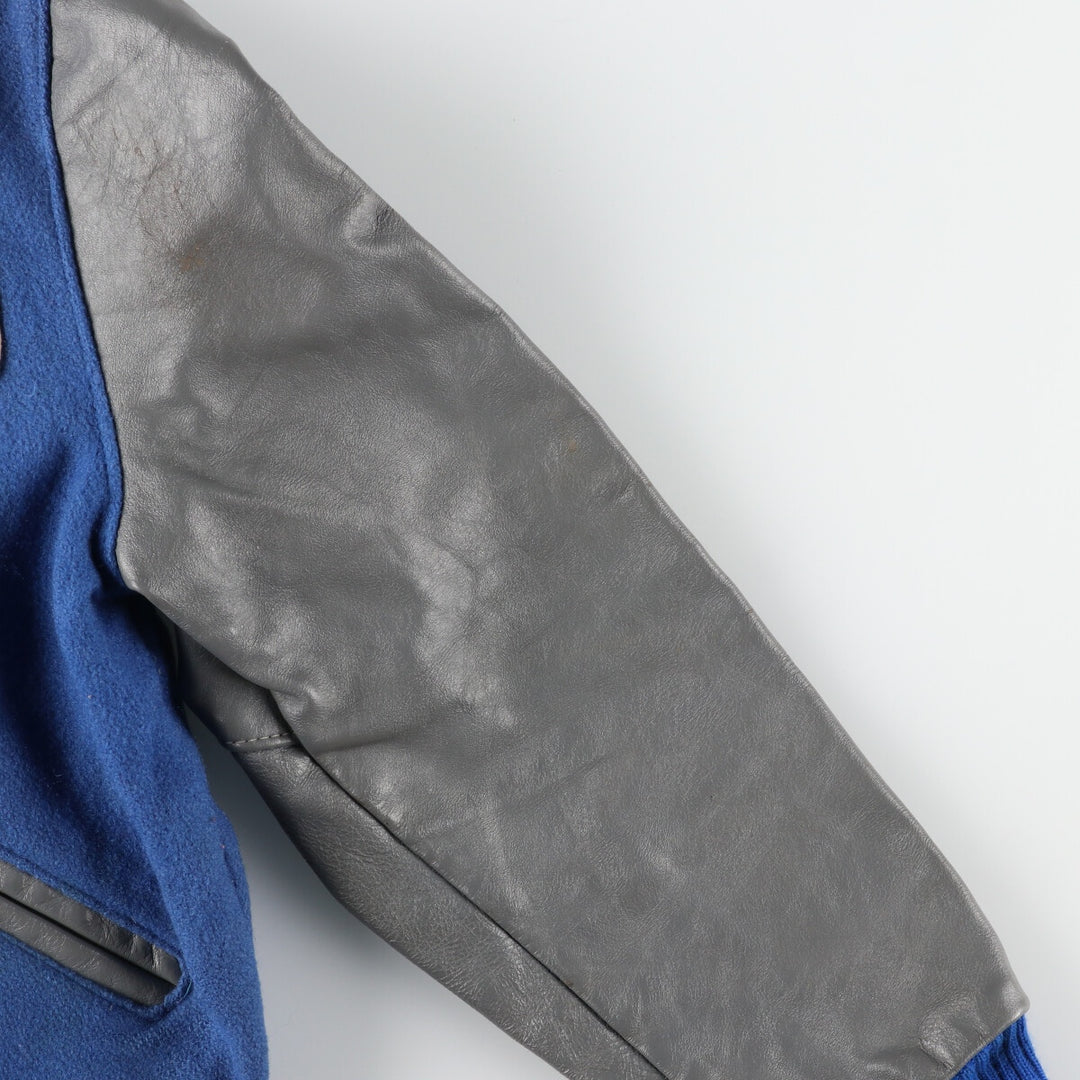 80'S DeLONG Leather Sleeve Wool Varsity Jacket Award Jacket Varsity Jacket Made in USA Men's M Vintage /evb002754