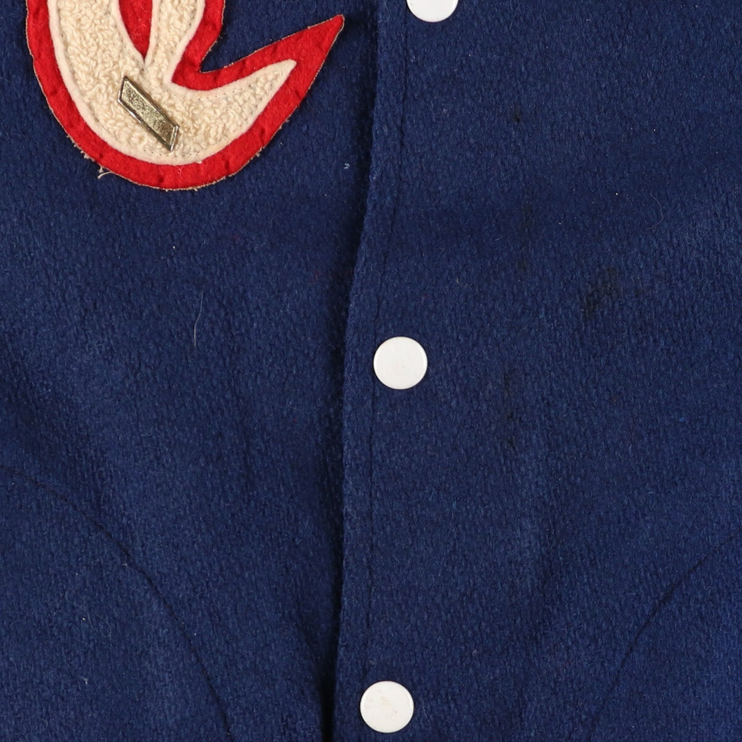 70's Empire Back Chain Embroidery Wool Varsity Jacket Award Jacket Made in USA Men's S /evb002755