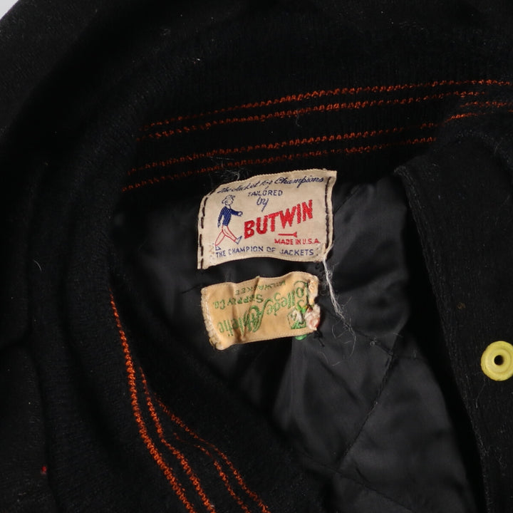 60s-70'S BUTWIN Leather Sleeve Wool Varsity Jacket Award Jacket Varsity Jacket Made in USA Men's M Vintage /evb002764