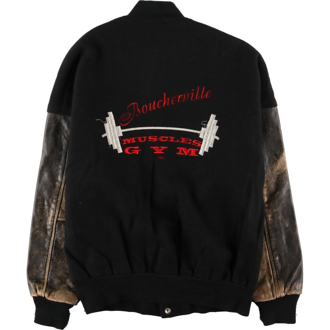 MR.JACKET Leather Sleeve Wool Stadium Jacket Award Jacket Varsity Jacket Made in Canada Men's S /evb002767