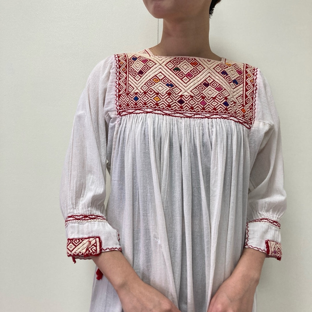 Larainsar Embroidered Three-Quarter Sleeve Flared Dress, Women's Size M unclear white type Vintage Second Hand