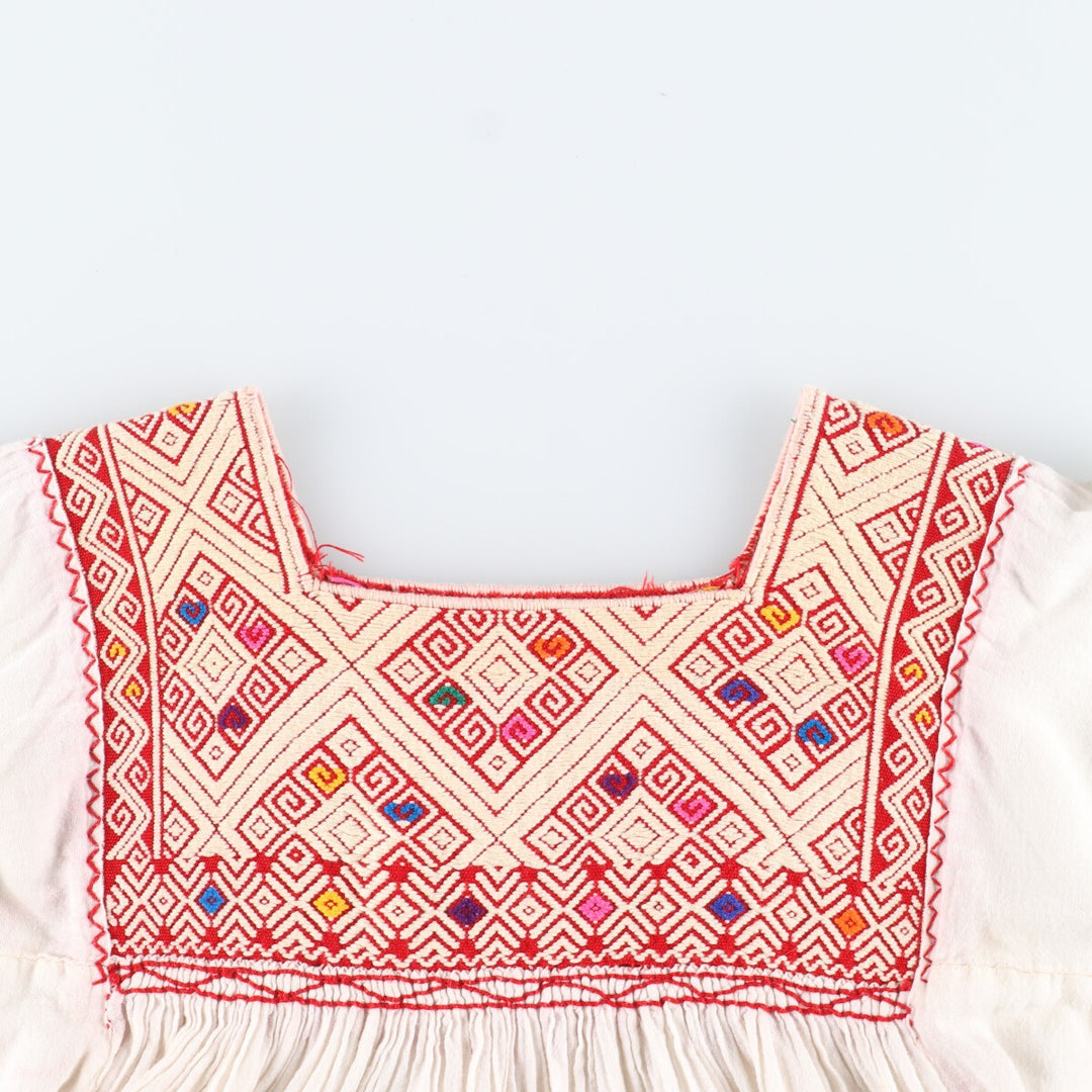 Larainsar Embroidered Three-Quarter Sleeve Flared Dress, Women's Size M unclear white type Vintage Second Hand