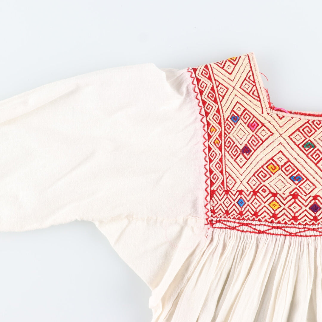 Larainsar Embroidered Three-Quarter Sleeve Flared Dress, Women's Size M unclear white type Vintage Second Hand