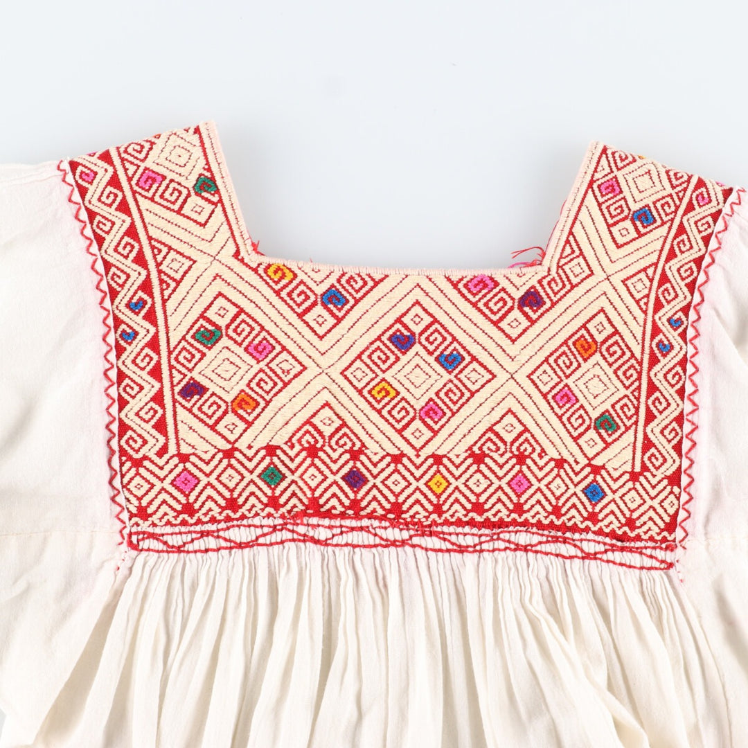 Larainsar Embroidered Three-Quarter Sleeve Flared Dress, Women's Size M unclear white type Vintage Second Hand