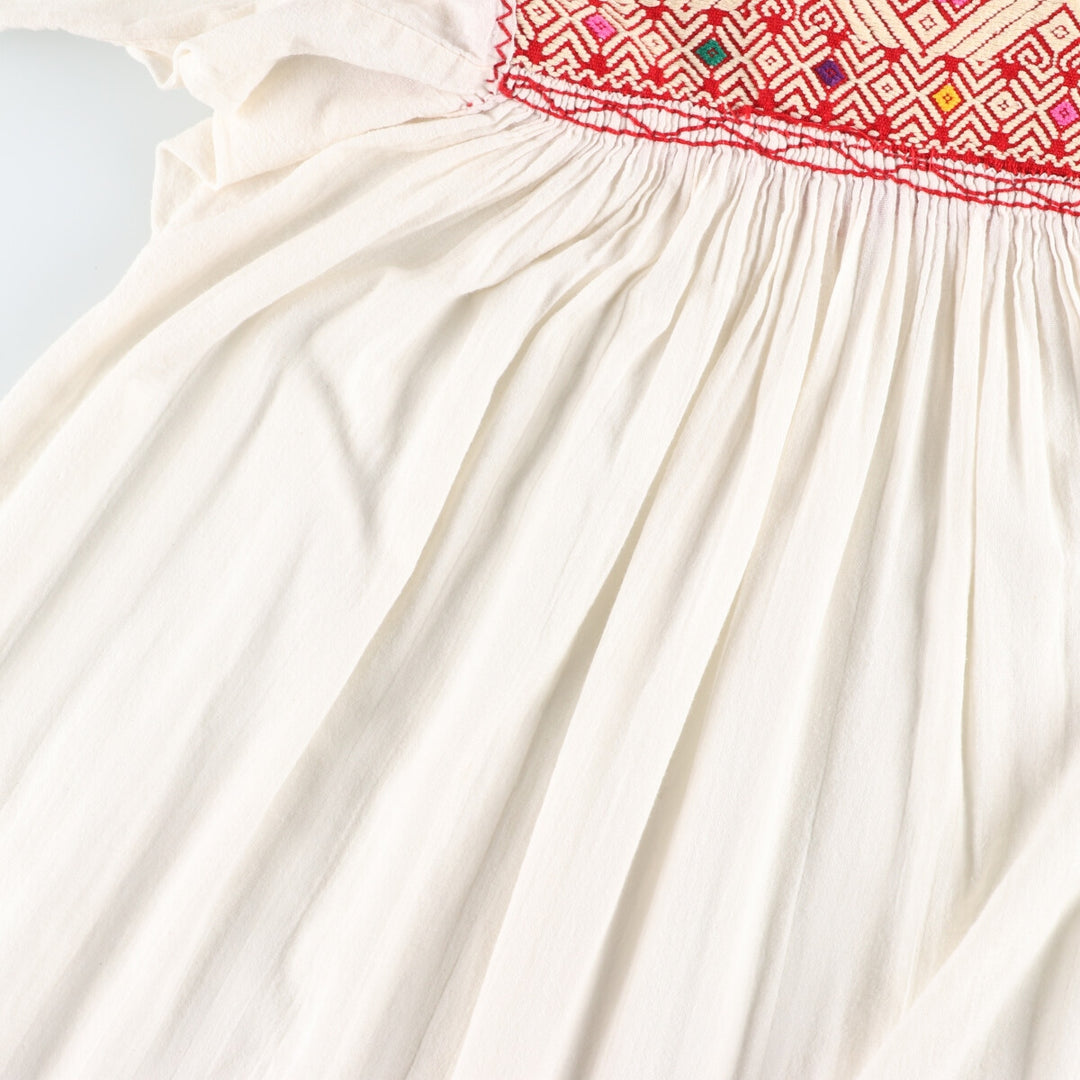 Larainsar Embroidered Three-Quarter Sleeve Flared Dress, Women's Size M unclear white type Vintage Second Hand