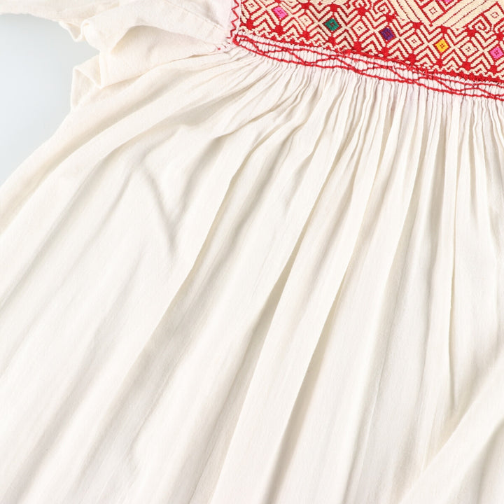 Larainsar Embroidered Three-Quarter Sleeve Flared Dress, Women's Size M unclear white type Vintage Second Hand