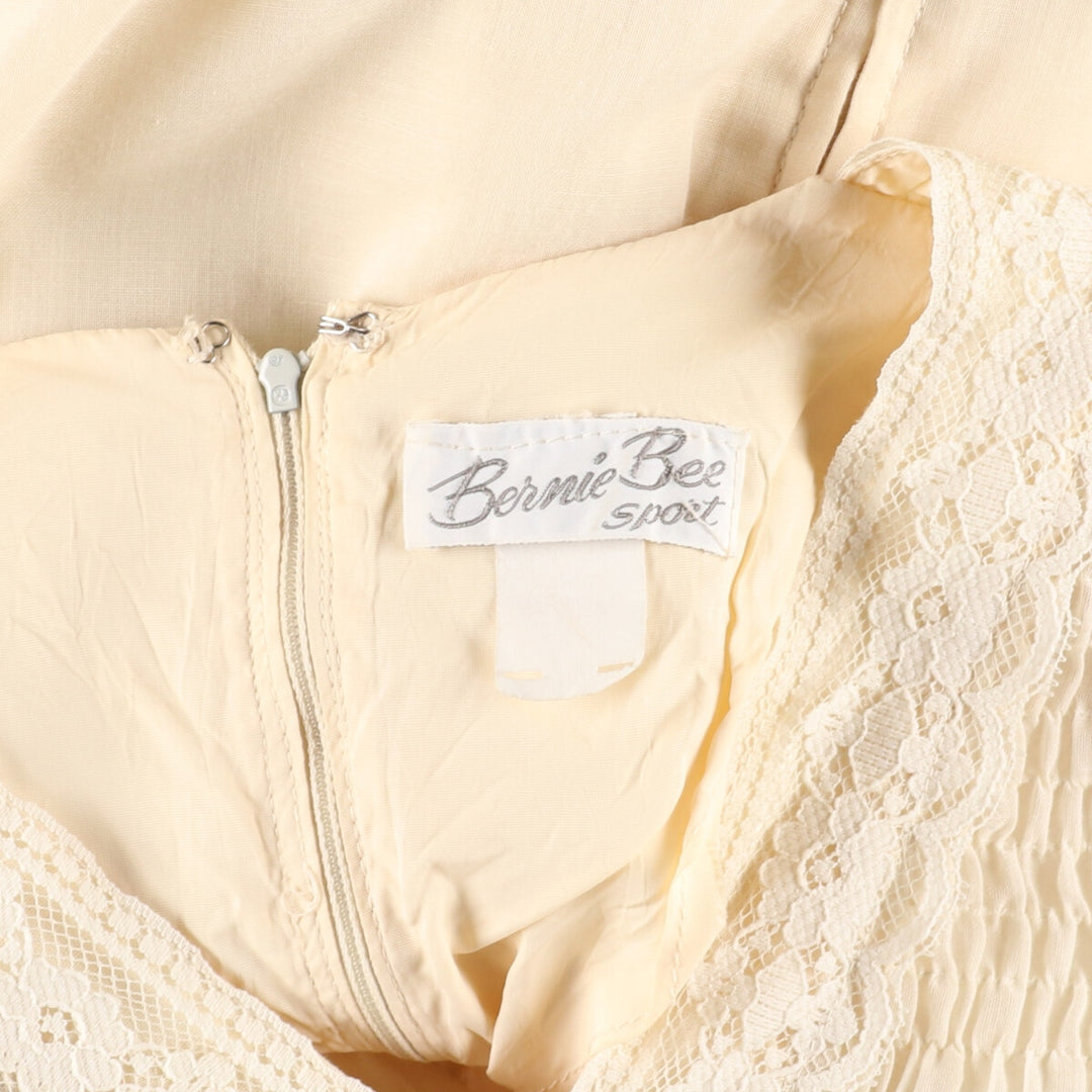 70'S Bernie Bee Sport shirred flare sleeve maxi length flare dress women's L vintage /evb002823