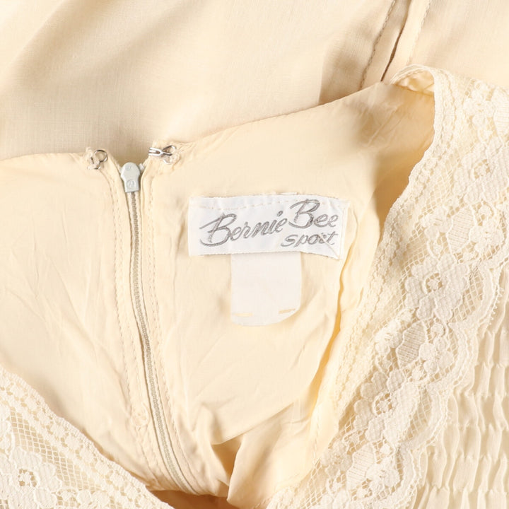 70'S Bernie Bee Sport shirred flare sleeve maxi length flare dress women's L vintage /evb002823