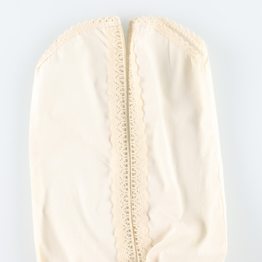 Vintage 70'S V-neck maxi long sleeve flared dress, women's size L polyester ivory Vintage Second Hand