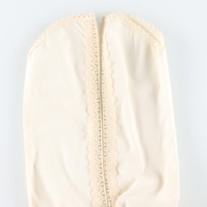 Vintage 70'S V-neck maxi long sleeve flared dress, women's size L polyester ivory Vintage Second Hand