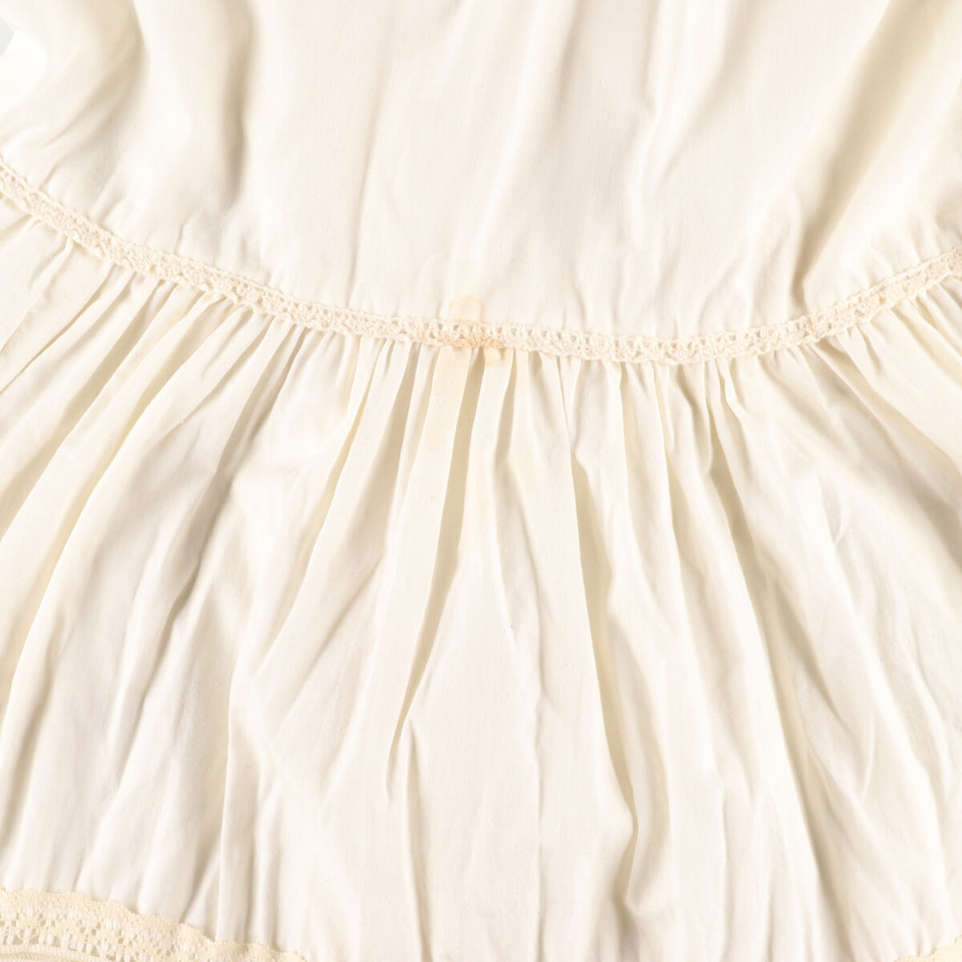 Vintage 70'S V-neck maxi long sleeve flared dress, women's size L polyester ivory Vintage Second Hand