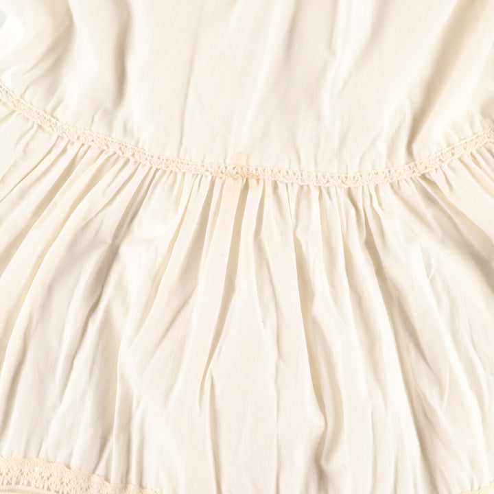 Vintage 70'S V-neck maxi long sleeve flared dress, women's size L polyester ivory Vintage Second Hand