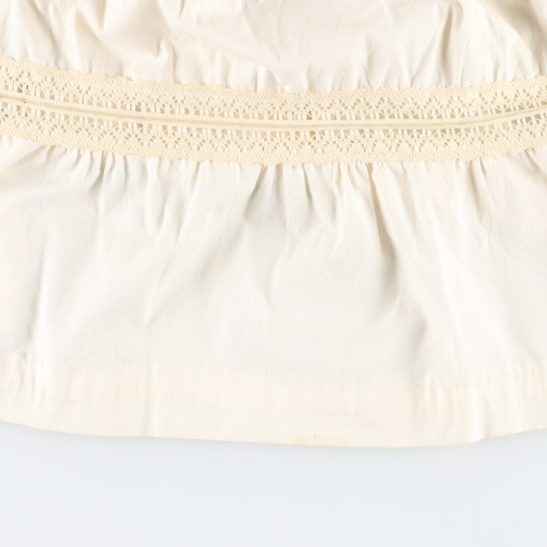 Vintage 70'S V-neck maxi long sleeve flared dress, women's size L polyester ivory Vintage Second Hand