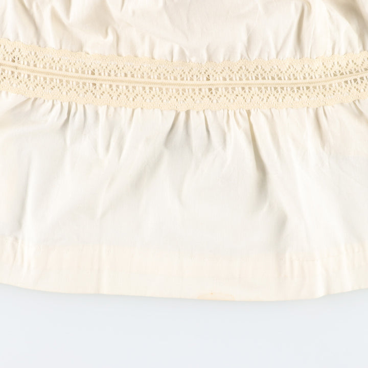 Vintage 70'S V-neck maxi long sleeve flared dress, women's size L polyester ivory Vintage Second Hand