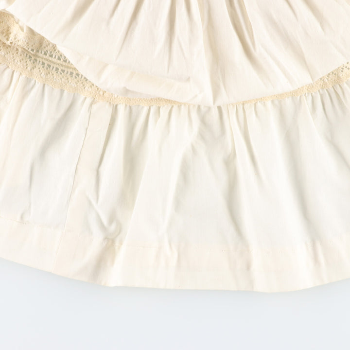 Vintage 70'S V-neck maxi long sleeve flared dress, women's size L polyester ivory Vintage Second Hand