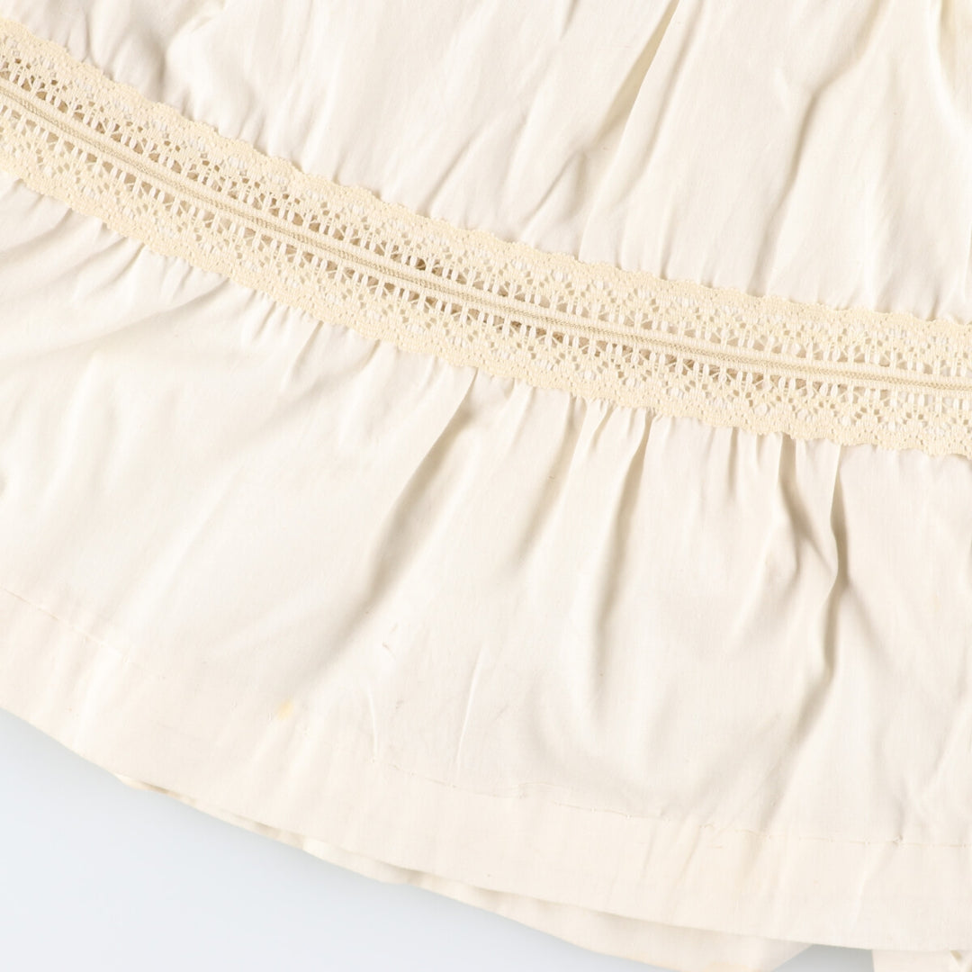 Vintage 70'S V-neck maxi long sleeve flared dress, women's size L polyester ivory Vintage Second Hand