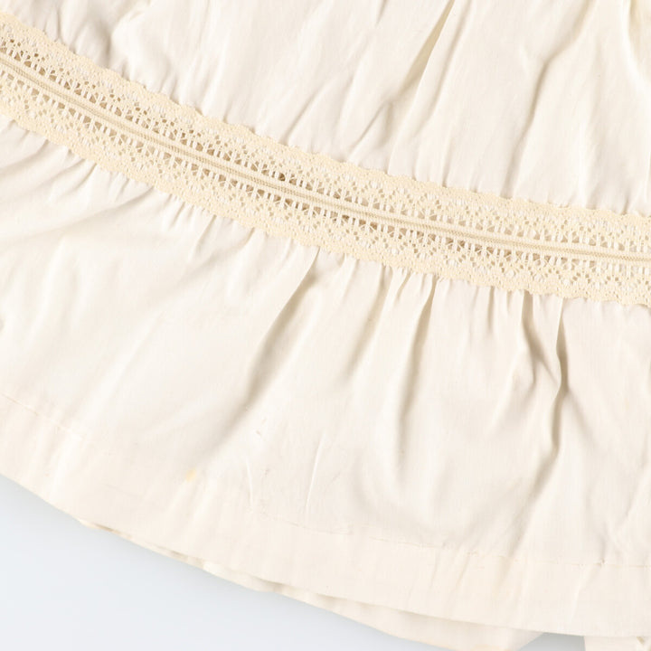 Vintage 70'S V-neck maxi long sleeve flared dress, women's size L polyester ivory Vintage Second Hand