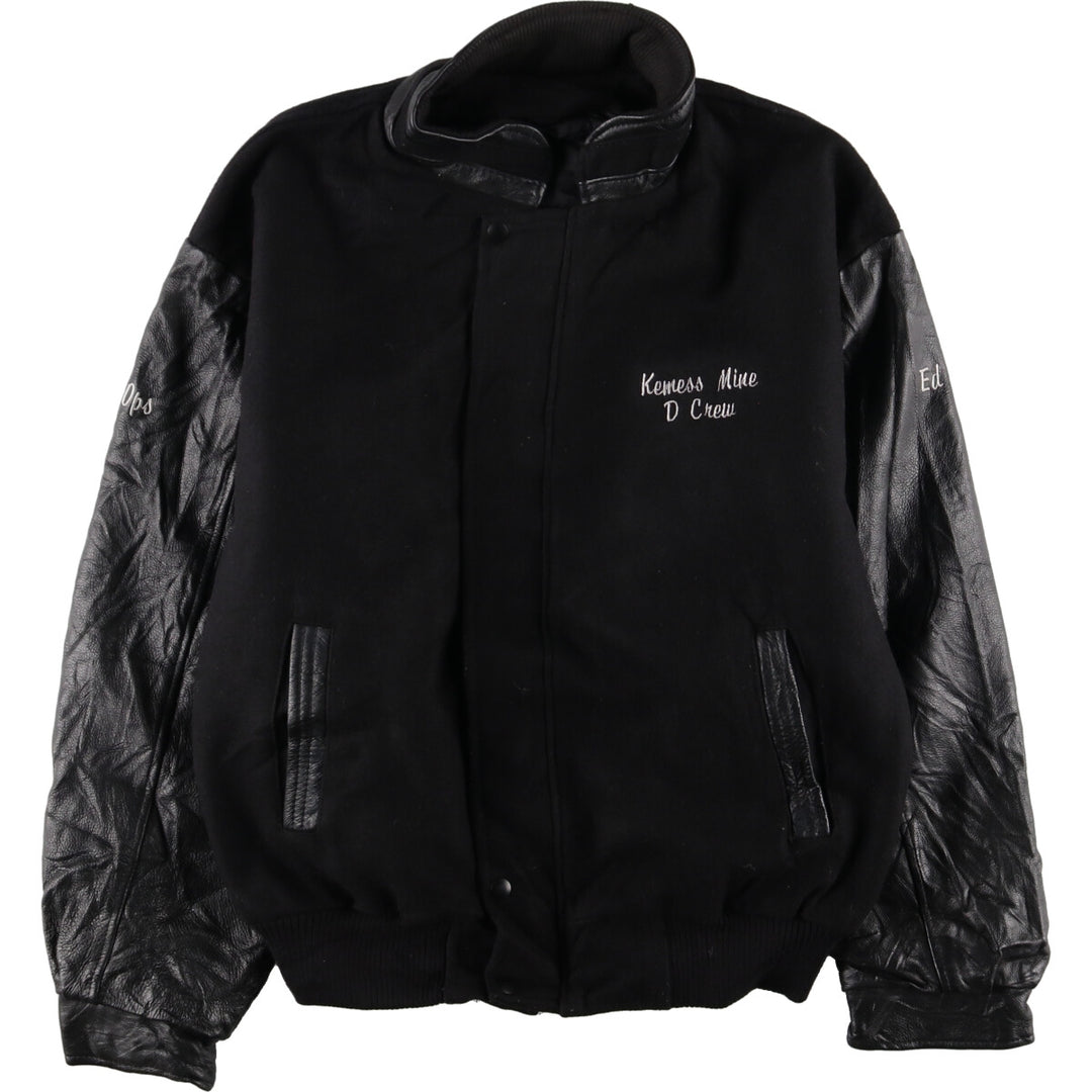 90'S CANADA SPORTSWEAR Leather Sleeve Wool Stadium Jacket Award Jacket Varsity Jacket Made in Canada Men's XXL /evb002859