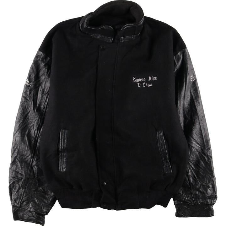 90'S CANADA SPORTSWEAR Leather Sleeve Wool Stadium Jacket Award Jacket Varsity Jacket Made in Canada Men's XXL /evb002859