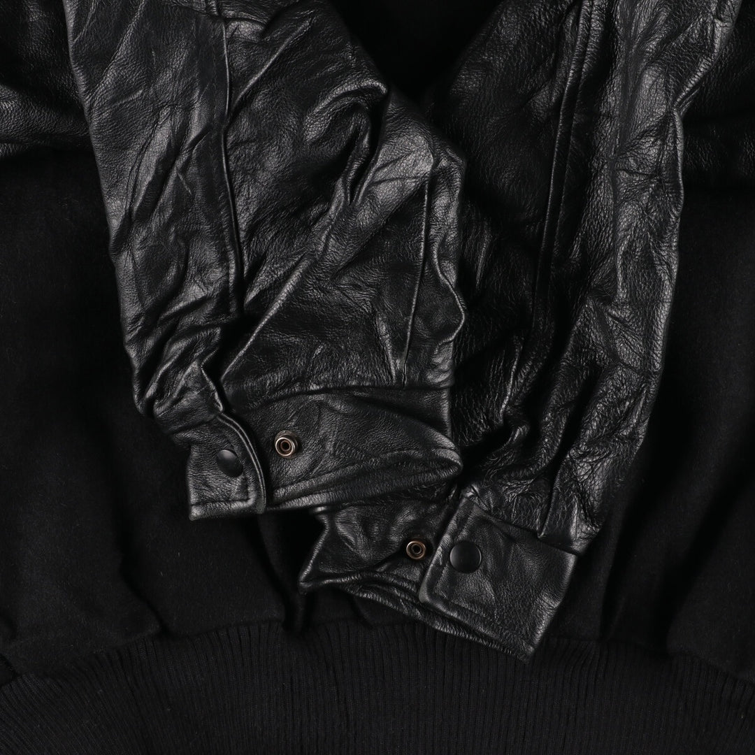 90'S CANADA SPORTSWEAR Leather Sleeve Wool Stadium Jacket Award Jacket Varsity Jacket Made in Canada Men's XXL /evb002859