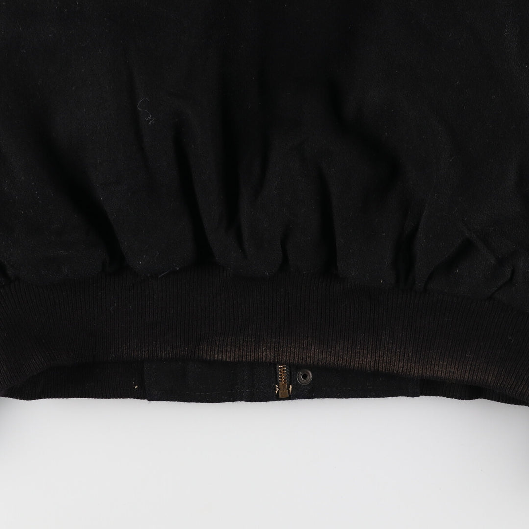 All black BURK'S BAY collared leather sleeve wool varsity jacket award jacket varsity jacket men's L /evb002860