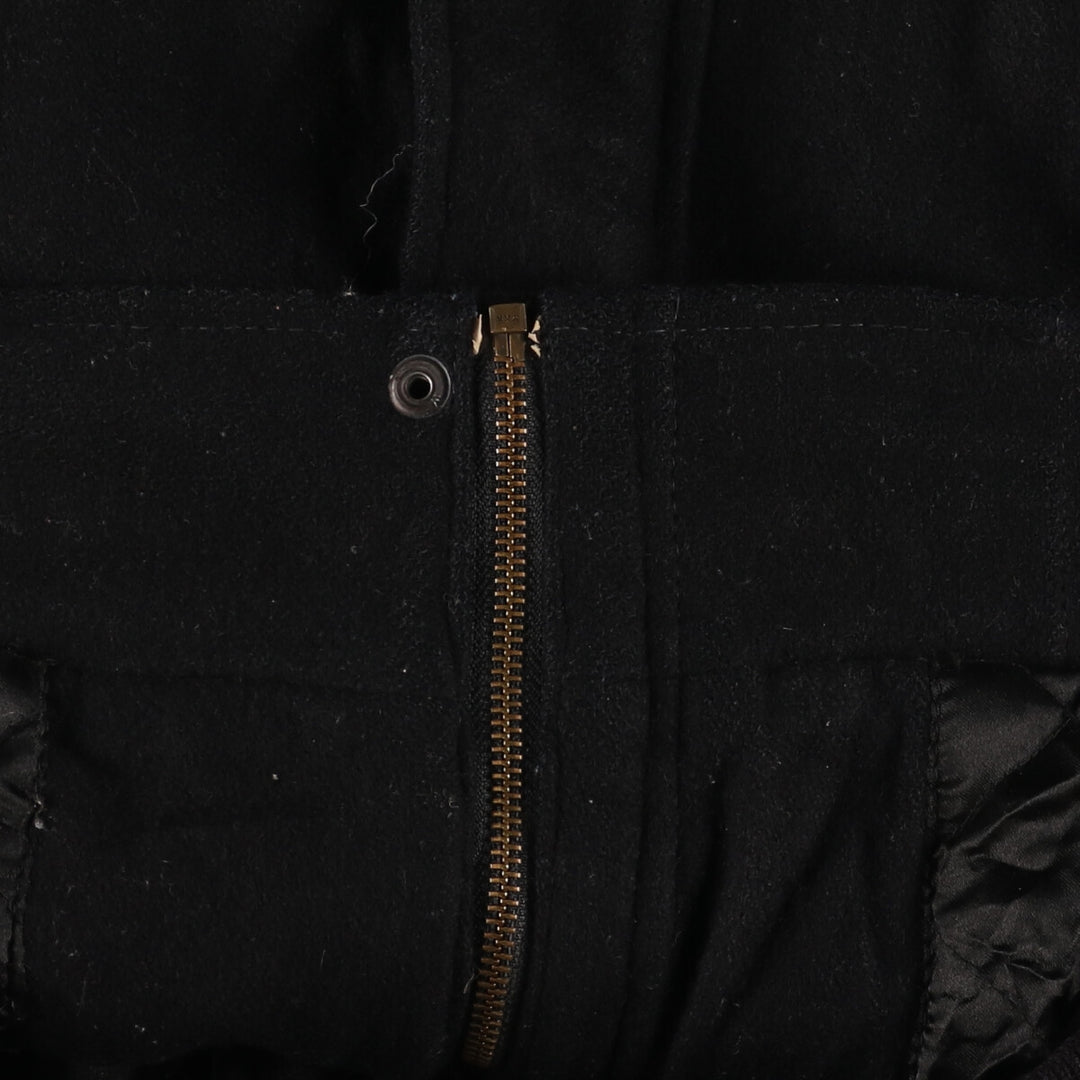 All black BURK'S BAY collared leather sleeve wool varsity jacket award jacket varsity jacket men's L /evb002860