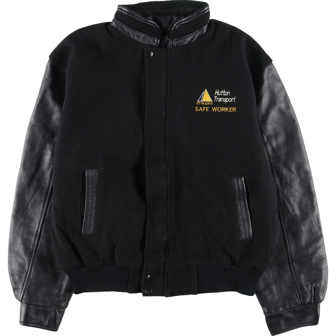 90'S CANADA SPORTSWEAR Leather Sleeve Wool Stadium Jacket Award Jacket Varsity Jacket Made in Canada Men's XL /evb002862