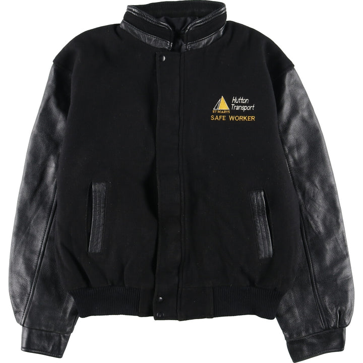 90'S CANADA SPORTSWEAR Leather Sleeve Wool Stadium Jacket Award Jacket Varsity Jacket Made in Canada Men's XL /evb002862