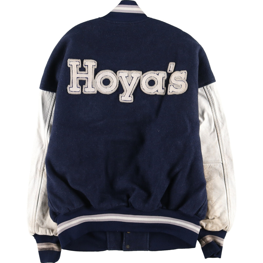 Back patch, leather sleeve wool varsity jacket, award jacket, varsity jacket, made in Canada, men's L /evb002866